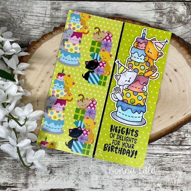 Cat themed Birthday Card by Donna Idlet | Newton's Birthday Delights Stamp Set and  Birthday Meows Paper Pad by Newton's Nook Designs