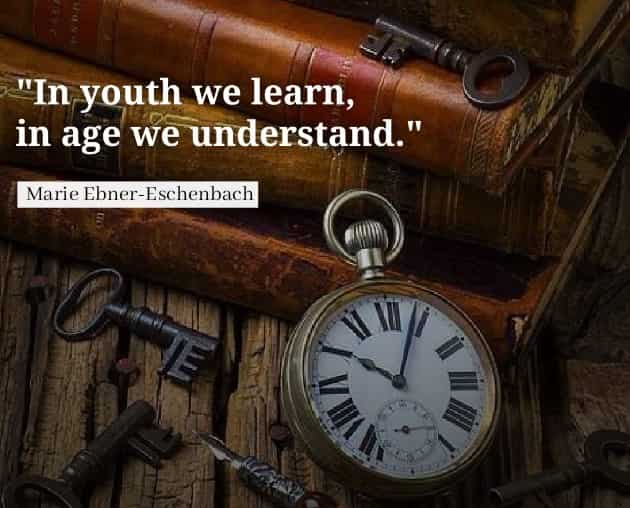 In youth we learn, in age we understand. Marie Ebner-Eschenbach quotes
