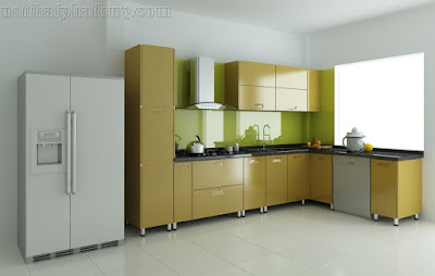 Tủ bếp kết hợp với kiếng làm nổi bật không gian bếp