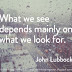 What we see depends mainly on what we look for ~John Lubbock