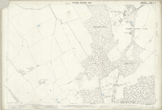 The 1896 OS map of the North Mymms Park area