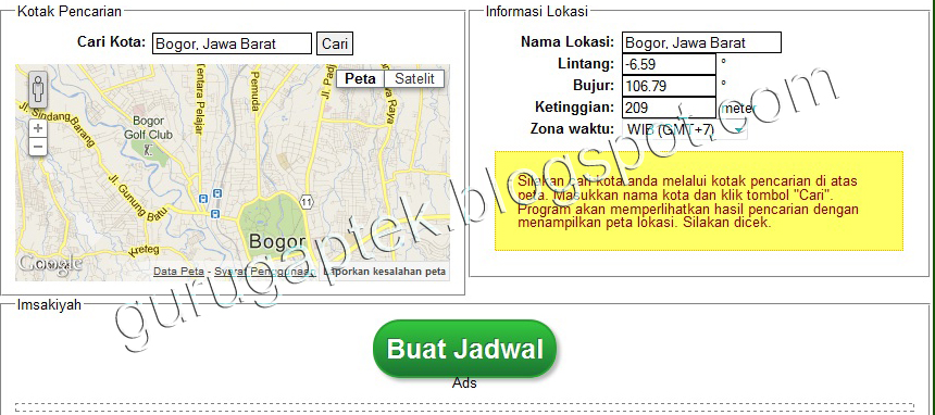 Cara Membuat Jadwal Imsakiyah Ramadhan 1434 H - 2013 M 