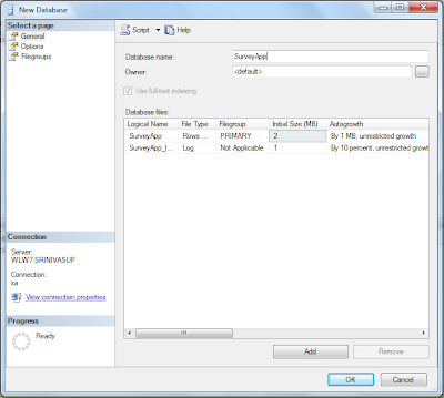 sql server database screen