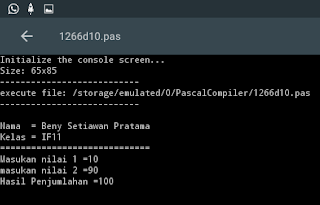 Hasil Program Pascal Penjumlahan