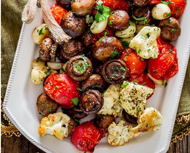 Italian Roasted Mushrooms and Veggies #healthy #recipedieketo