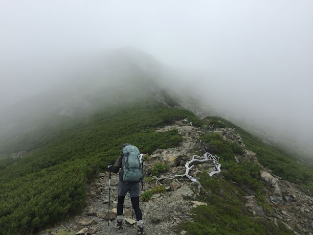 荒川小屋から中岳への登山道