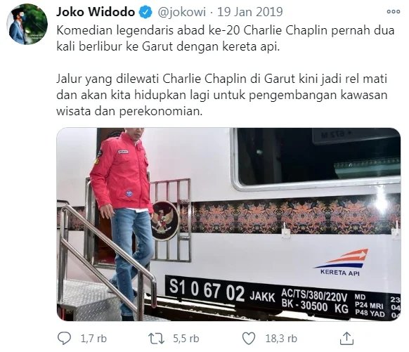 Ternyata, Presiden Jokowi Pernah Ungkap Sosok Chaplin Melalui Cuitannya di Twitter