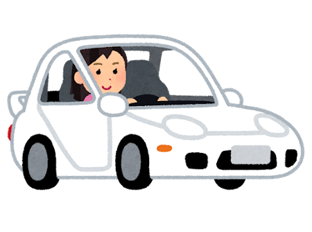 スポーツカーを運転する人のイラスト（女性）