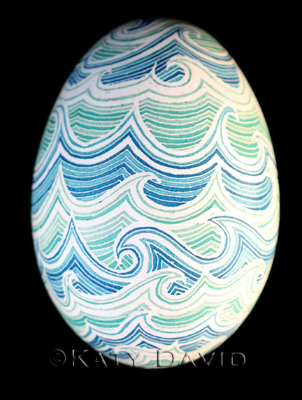 ©Katy David "High Seas" Etched and dyed goose eggshell