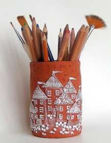 clay pencil / pen cup