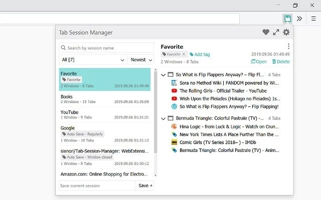 What is Tab Session Manager chrome extension