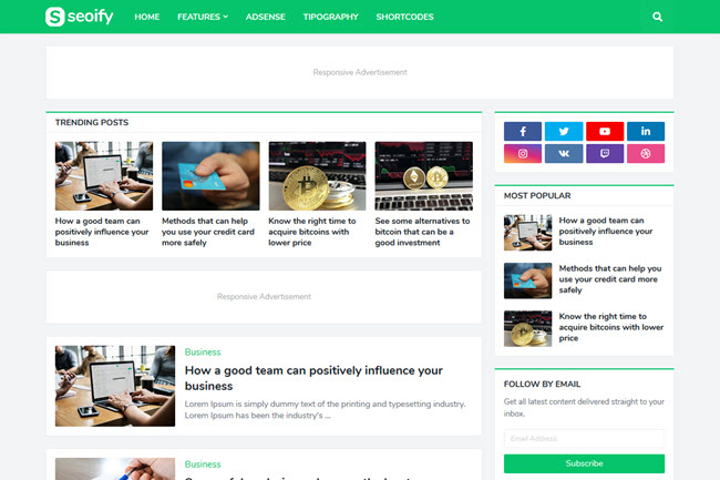 Seoify - Responsive Blogger Template Free Download