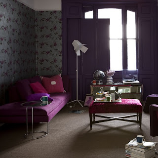 purple sofa set in drawing room