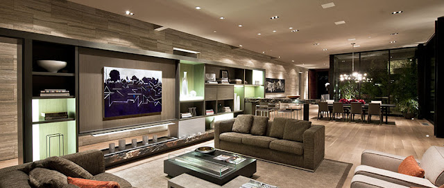 Photo of luxury modern house interiors as seen from the living room