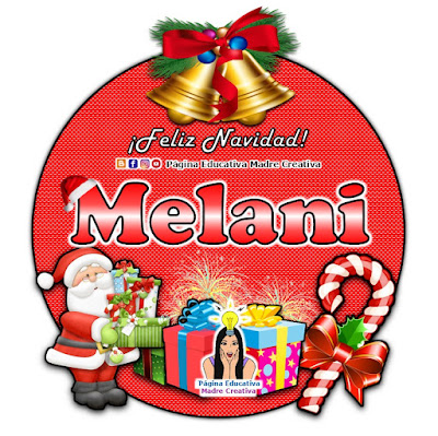 Nombre Melani - Cartelito por Navidad nombre navideño