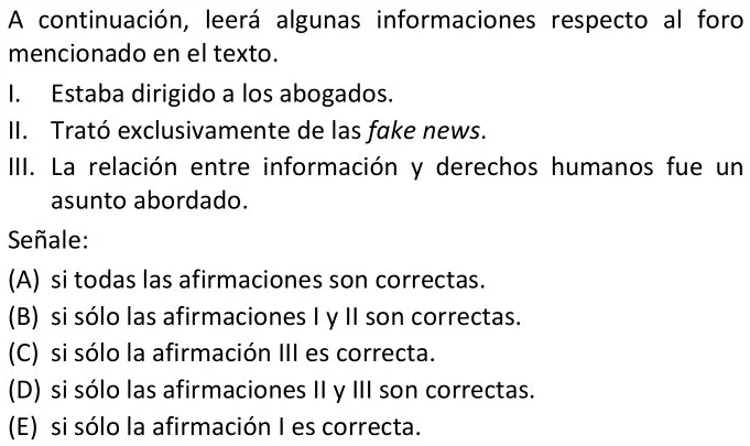 A continuación, leerá algunas informaciones respecto al foro mencionado en el texto