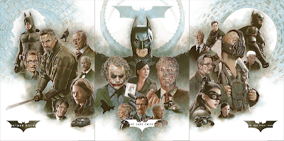 New York Comic Con 2020 Exclusive The Dark Knight Trilogy Triptych Screen Print Set by Neil Davies x Grey Matter Art