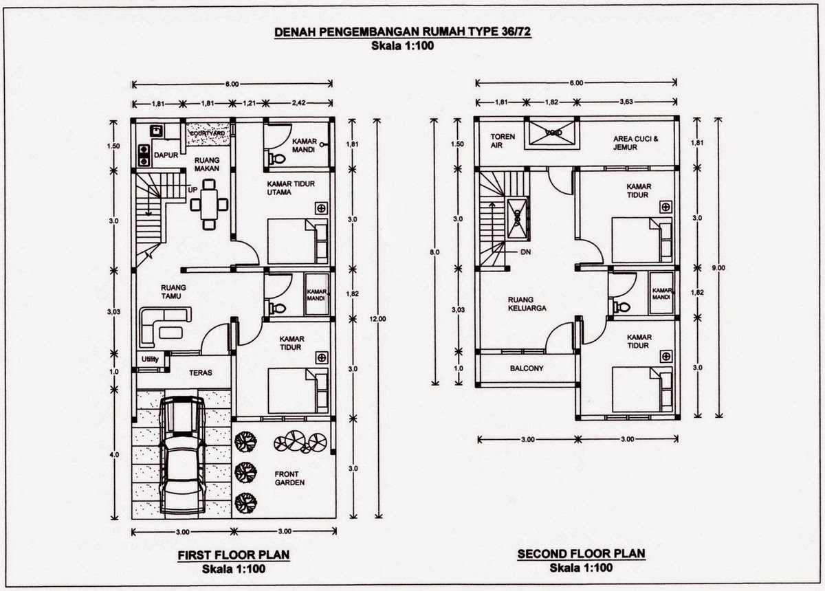 Denah Rumah Minimalis 1 Lantai Ukuran 7x12 Desain Rumah Minimalis