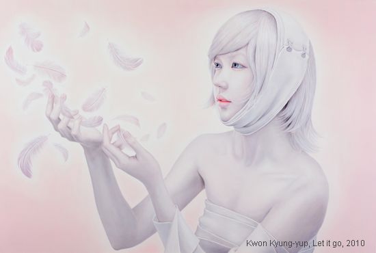 Kwon Kyung-yup pinturas mulheres frágeis machucadas bandagens curativos