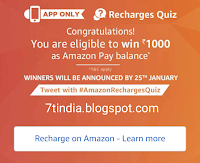 successful banner of amazon Recharges quiz win Rs1000