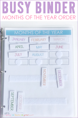 Months of the Year Order Busy Binder