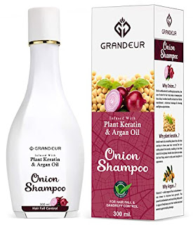 Grandeur Onion Shampoo For Hair Growth & Hair Fall Control Infused With Keratin & Argan Oil - Strong & Healthy Hair- 300Ml