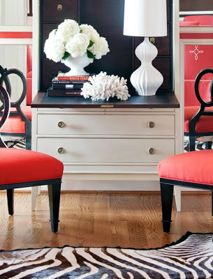 red furniture with black 