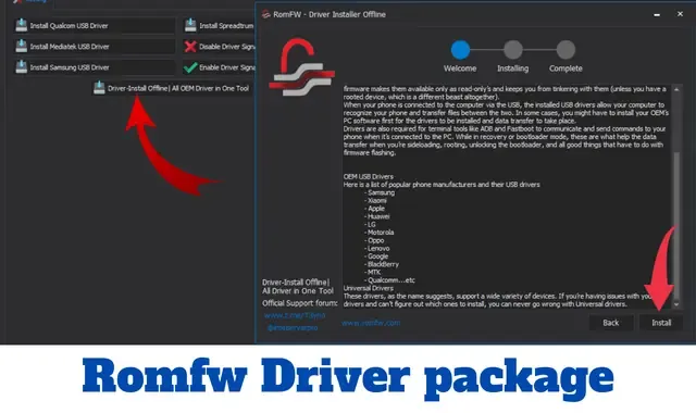romfw driver installation pakage