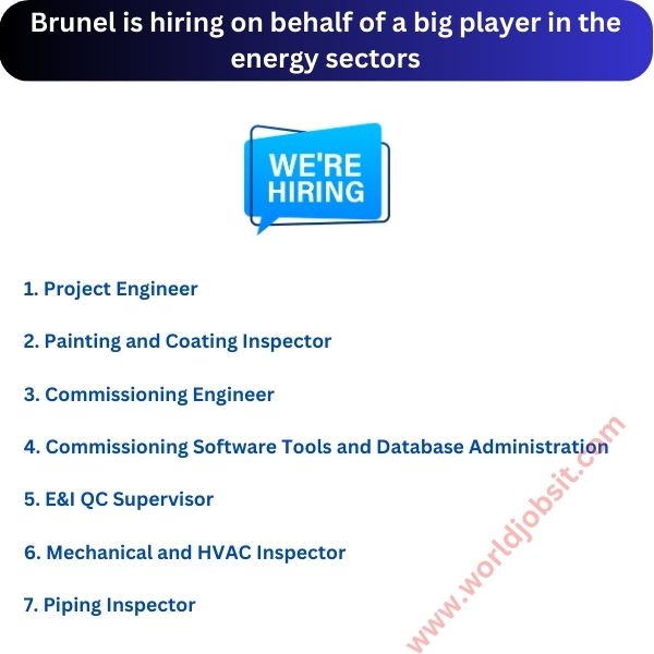 Brunel is hiring on behalf of a big player in the energy sectors