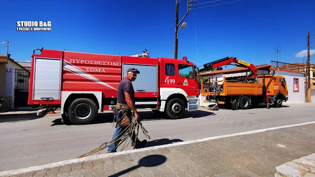 Χωρίς αισθήσεις ο εργατοτεχνίτης που χτυπήθηκε από υψηλή τάση στο Ναύπλιο