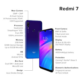 Redmi 7 (Comet Blue, 2GB RAM, 32GB Storage)