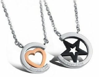 His or Hers Matching Set Titanium Couple Pendant Necklace Korean Love Style in a Gift Box -NK335