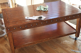 Old Table Painted Faux Metal Top Bliss-Ranch.com Maison Blanche