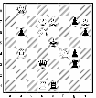 Problema de mate en 2 compuesto por Lev Loshinsky (1º Premio, Chigorin MT, 1958)