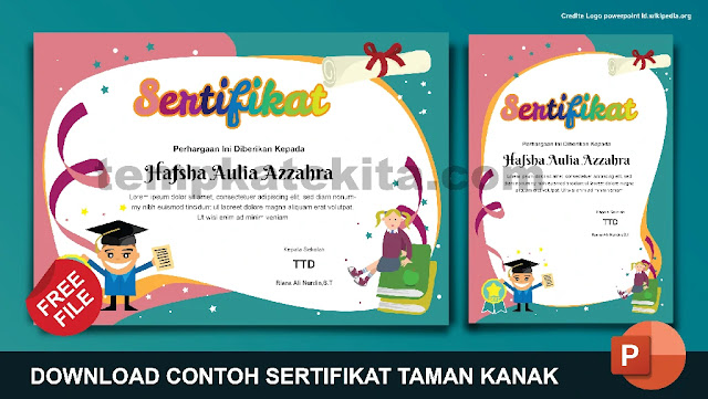 Download Contoh Sertifikat PAUD Pendidikan Anak Usia dini Word Coreldraw photoshop