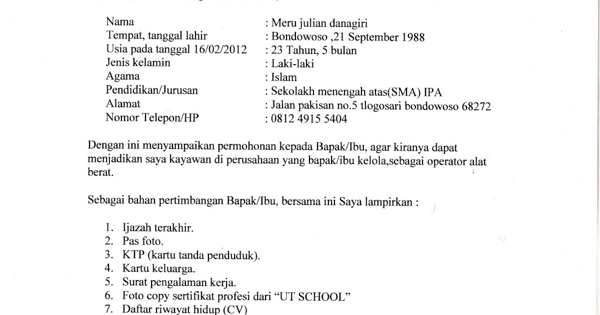 Contoh Surat Lamaran Kerja Honorer Pemda - Contoh U