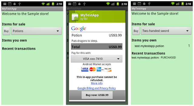 Google、Androidアプリのアプリ内課金機能「In-App Billing」を来週公開へ。現在は開発者向けテスト環境提供中