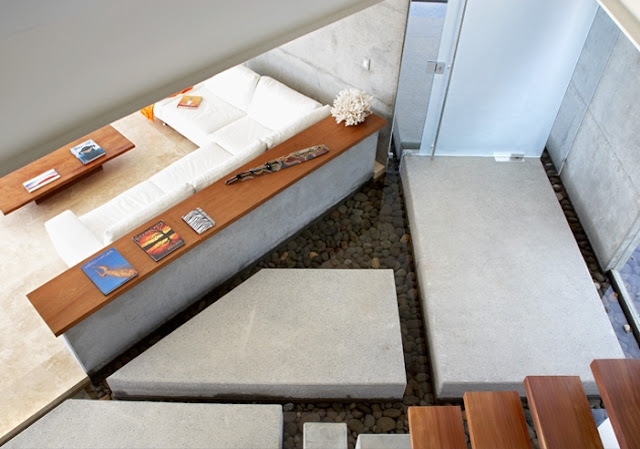 Photo of white stone and water decoration by the living room