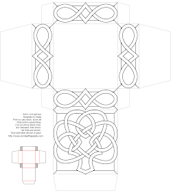 Knotwork shamrock box to print, color and make- full color version also available.