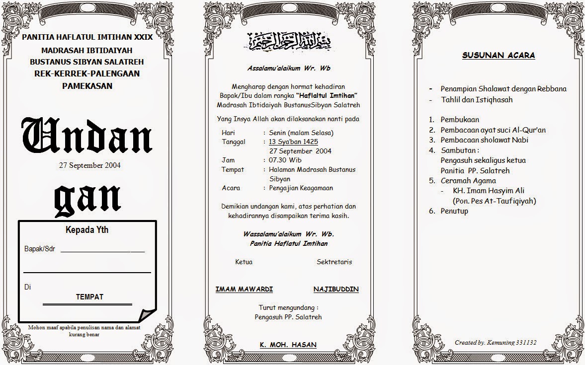 Contoh Undangan Pengajian 2018 Maret 2018  Pendaftaran 