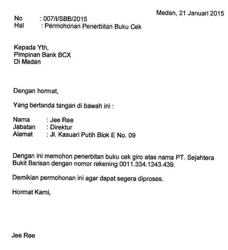 Surat Permohonan Buku Cek Bank Jatim  IMAGESEE