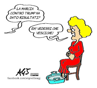 Marcia delle donne, trump, protesta, satira, vignetta