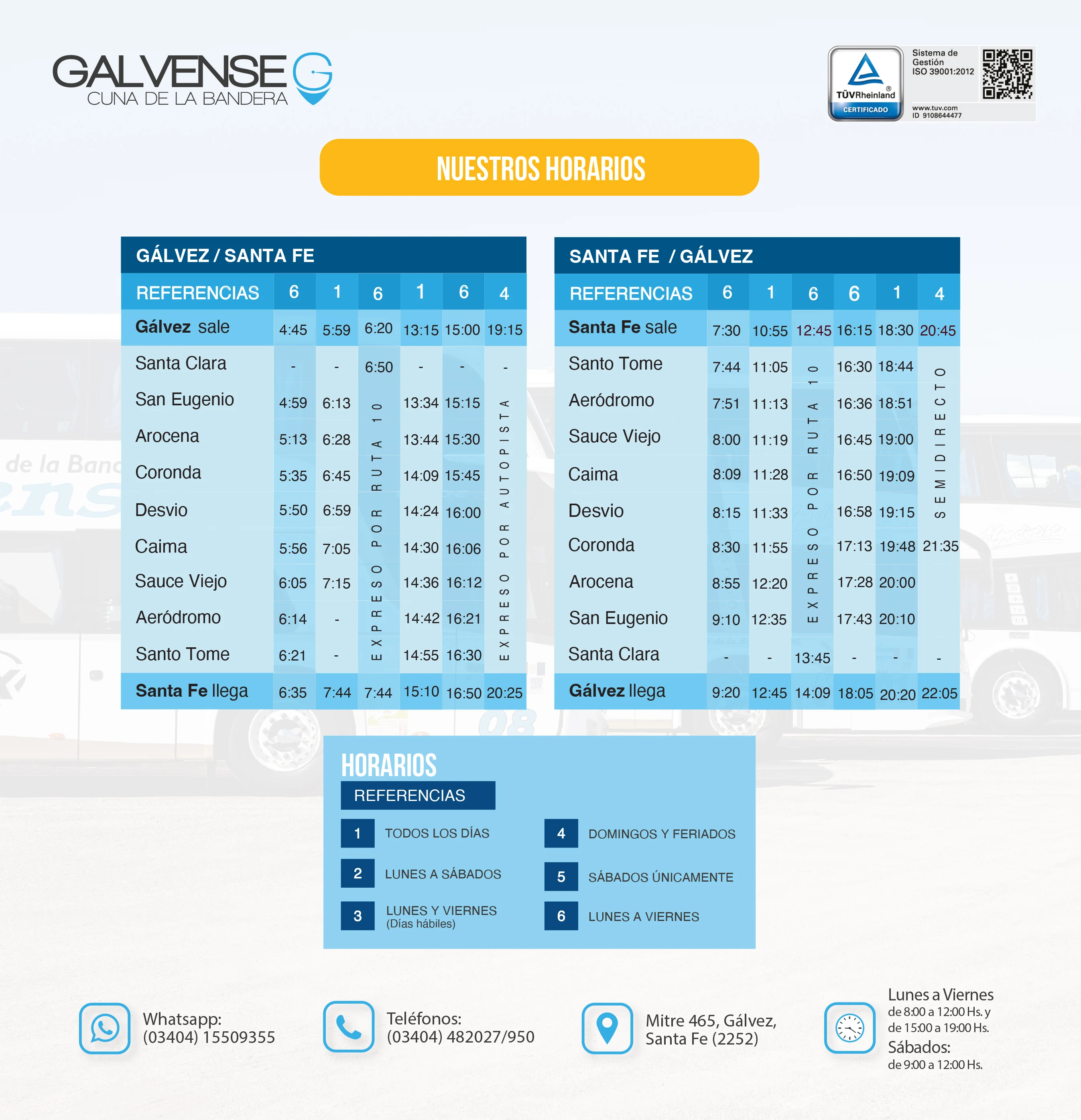 Horarios Colectivos Galvez Santa Fe