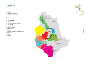 Wine DOC and DOCG Map for Umbria, Italy