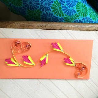 My first Quilling Art - Paper Quilling Flowers Photo Frame & Wedding Gift Envelopes