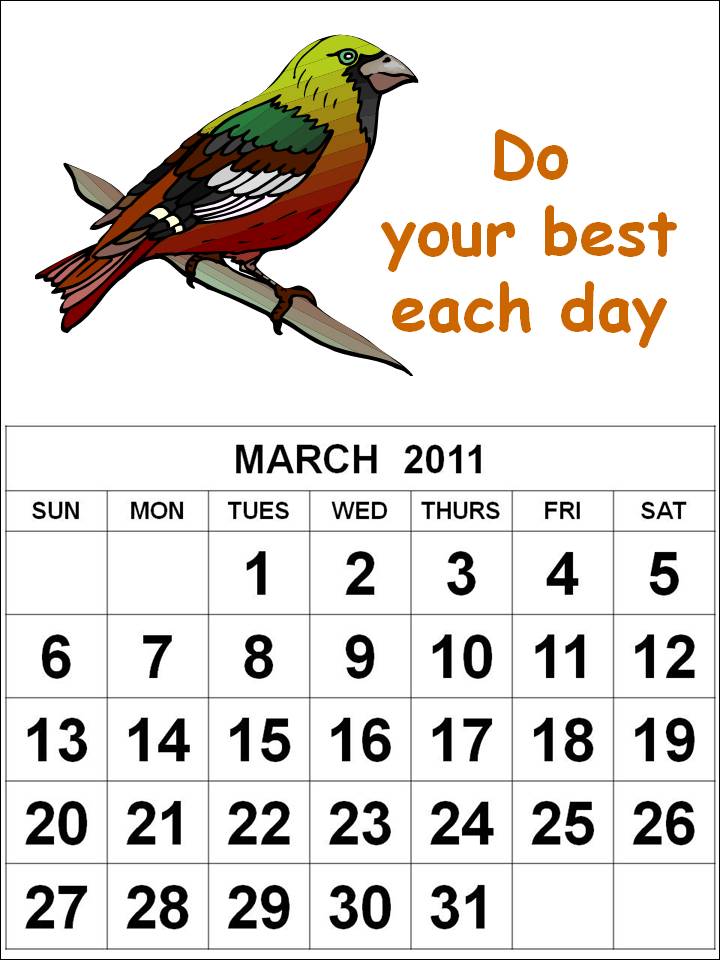 2011 Calendar Of March. march 2011 calendar with