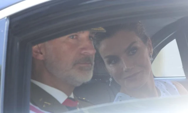 Queen Letizia wore a new blue polka-dot sleeveless midi dress by & Me Unlimited. And Me Unlimited Gabriela Dress