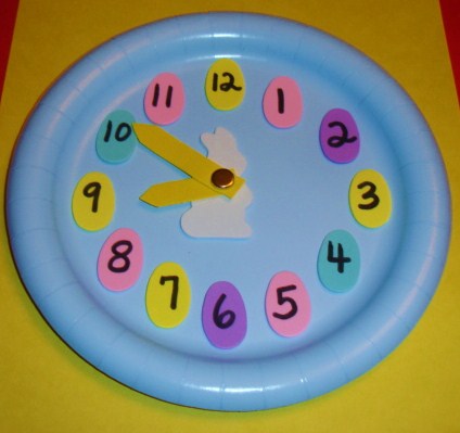 Craft Ideas  Paper on Learning Ideas   Grades K 8  Easter Paper Plate Analog Clock Craft