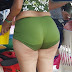 Big butt Milf brunette in tight lycra shorts