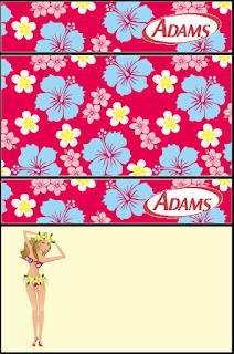 Girls Hawaiian Party Free Printable Gum Adams Candy Bar Labels.